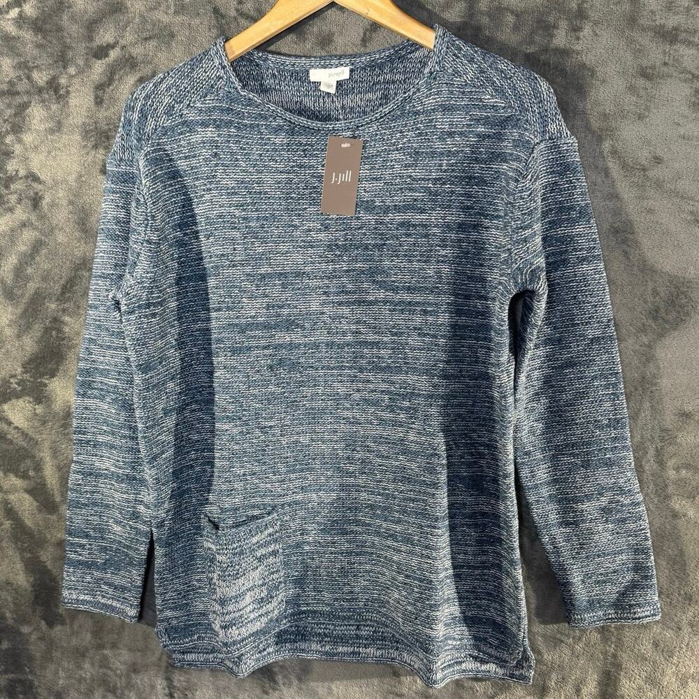 NWT J. Jill Pure Jill Cerulean Multi Marled Knit Pullover Sweater Size M 053081